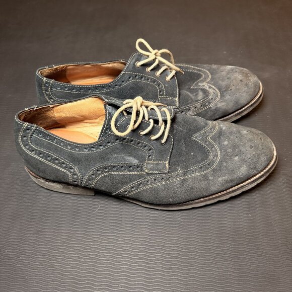 Public Opinion Men's Black Suede Wingtip Brogue Oxford Shoes US 14M - Picture 1 of 5